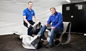 Peter Brewin (L) and Will Crawford (R), founders of Concrete Canvas. Photograph: Gareth Phillips/Gareth Phillips for the Guardian