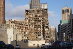 A prime example of crumbling infrastructure in the city of Detroit
