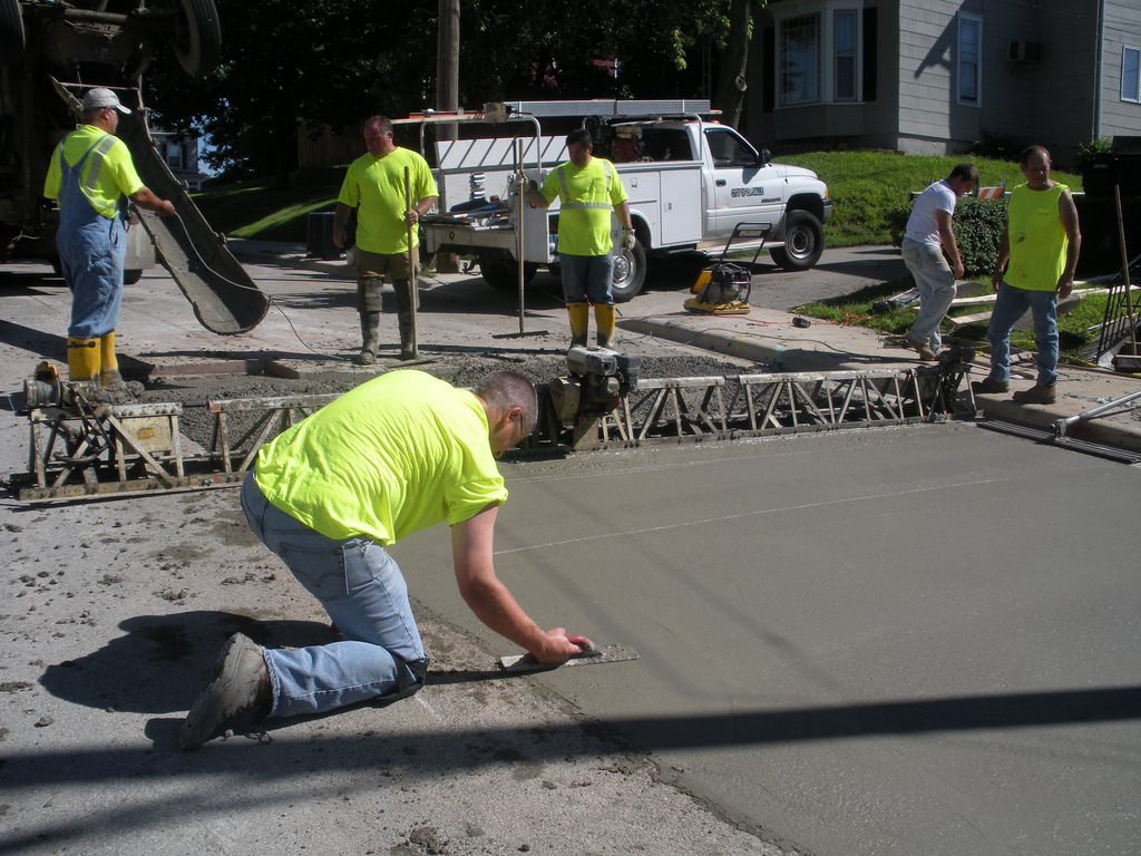 Pouring and setting concrete
