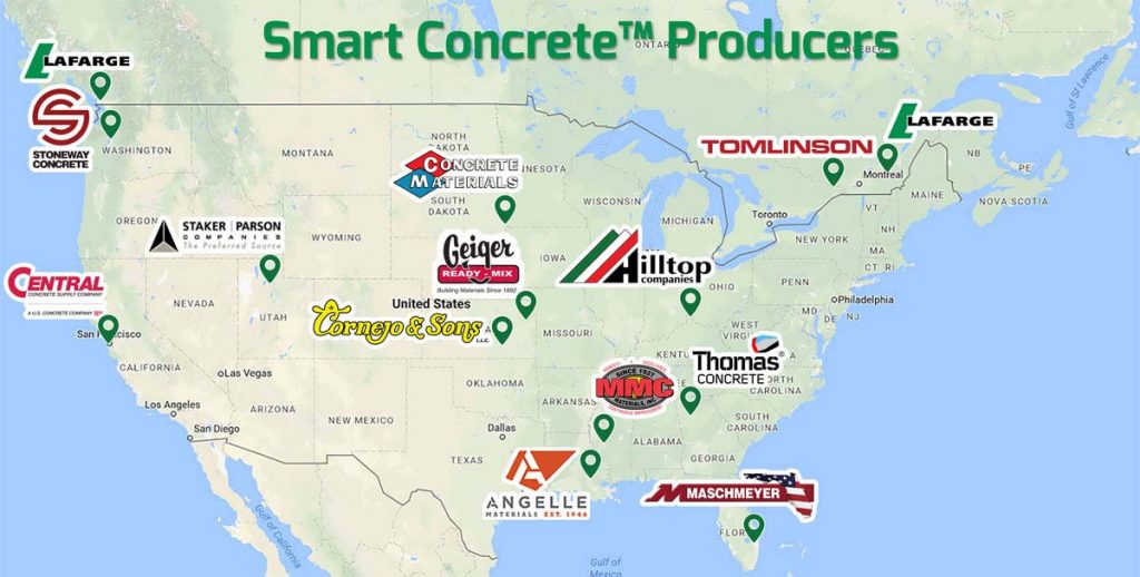 Map of Smart Concrete Ready-Mix Producers