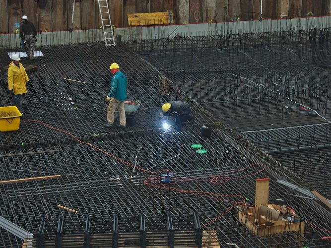 Concrete jobsite with wires