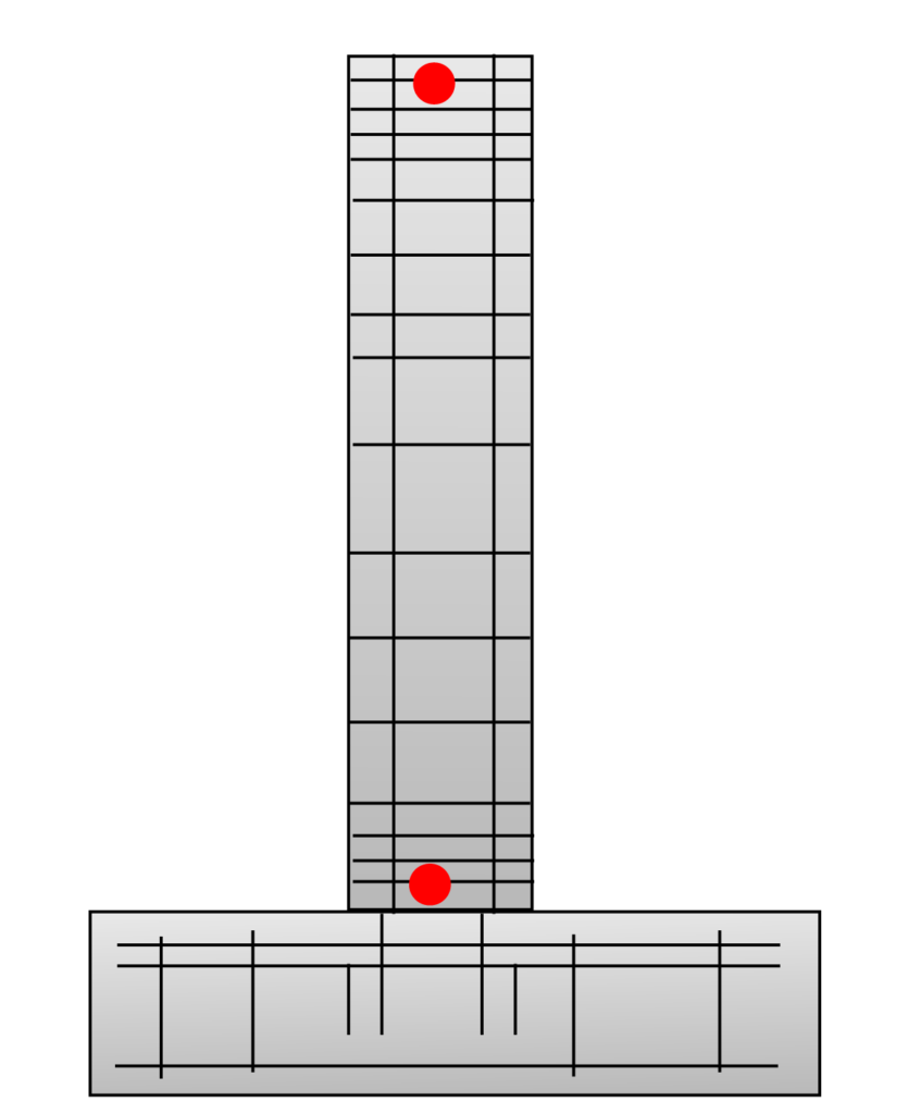 Column: Location of maturity monitoring in vertical elements