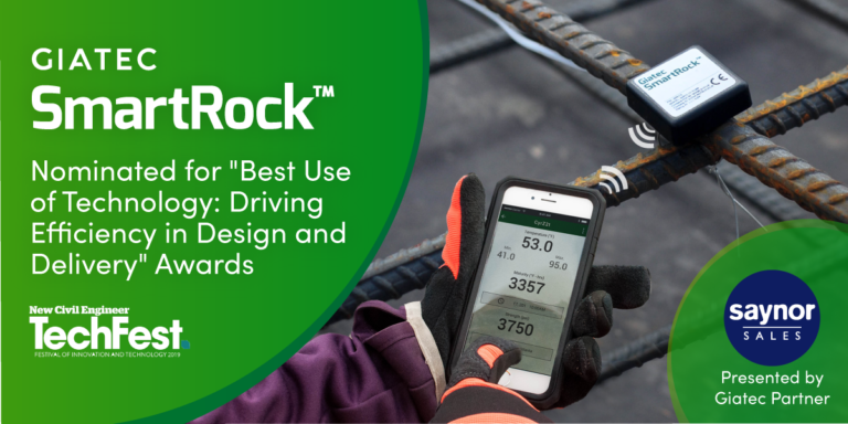 Giatec SmartRock nominated for "Best Use of Technology: Driving Efficiency in Design and Delivery" at the 2019 TechFest Awards