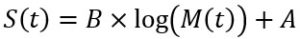 S(t) = B x log(M(t)) + A