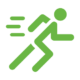 Light green icon of a man running fast