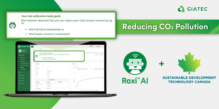 How to Reduce CO2 Pollution on Construction Sites? Giatec’s SmartRock® AI Assistant, Roxi™, and SDTC Have the Answer