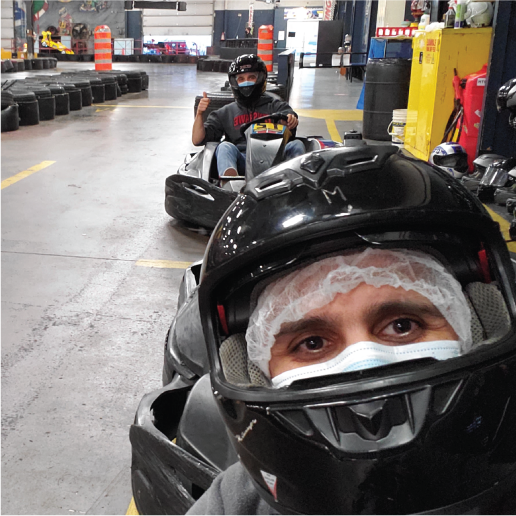 Giatec employees go-karting during Covid-19