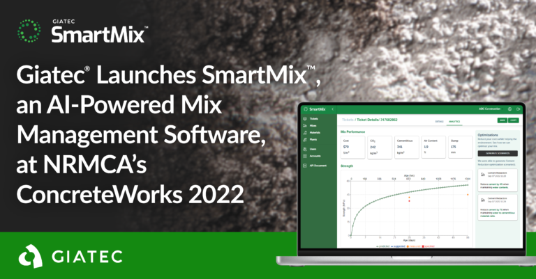 Giatec® Launches SmartMix™, an AI-Powered Mix Management Software, at NRMCA’s ConcreteWorks 2022