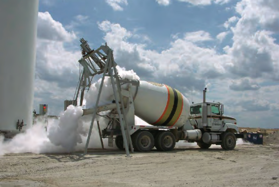 Figure 2.3 Cooling fresh concrete with liquid nitrogen