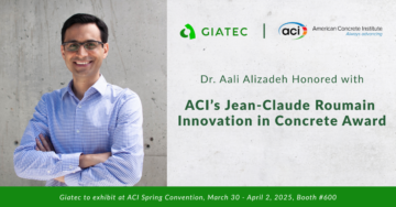 Dr. Aali R. Alizadeh, Co-Founder and CTO, has been awarded the prestigious Jean-Claude Roumain Innovation in Concrete Award by the American Concrete Institute (ACI)