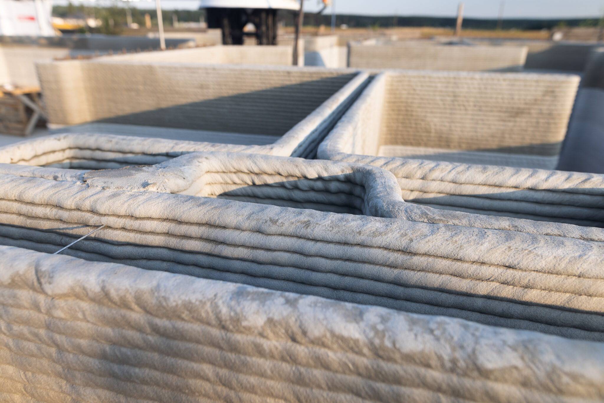 modern construction of 3D houses. printed house using a 3D printer