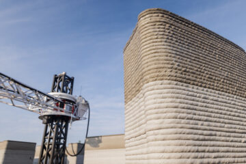 Modern construction of 3D houses. printed house using a 3D printer.