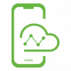 Light green icon of a mobile phone accessing cloud data