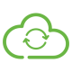 Light green cloud syncing icon